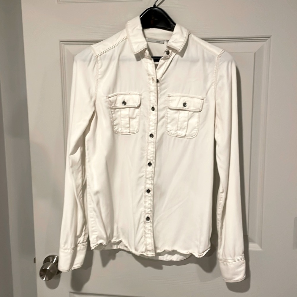 Halogen White Utility Button-Up Shirt Jacket (XS)